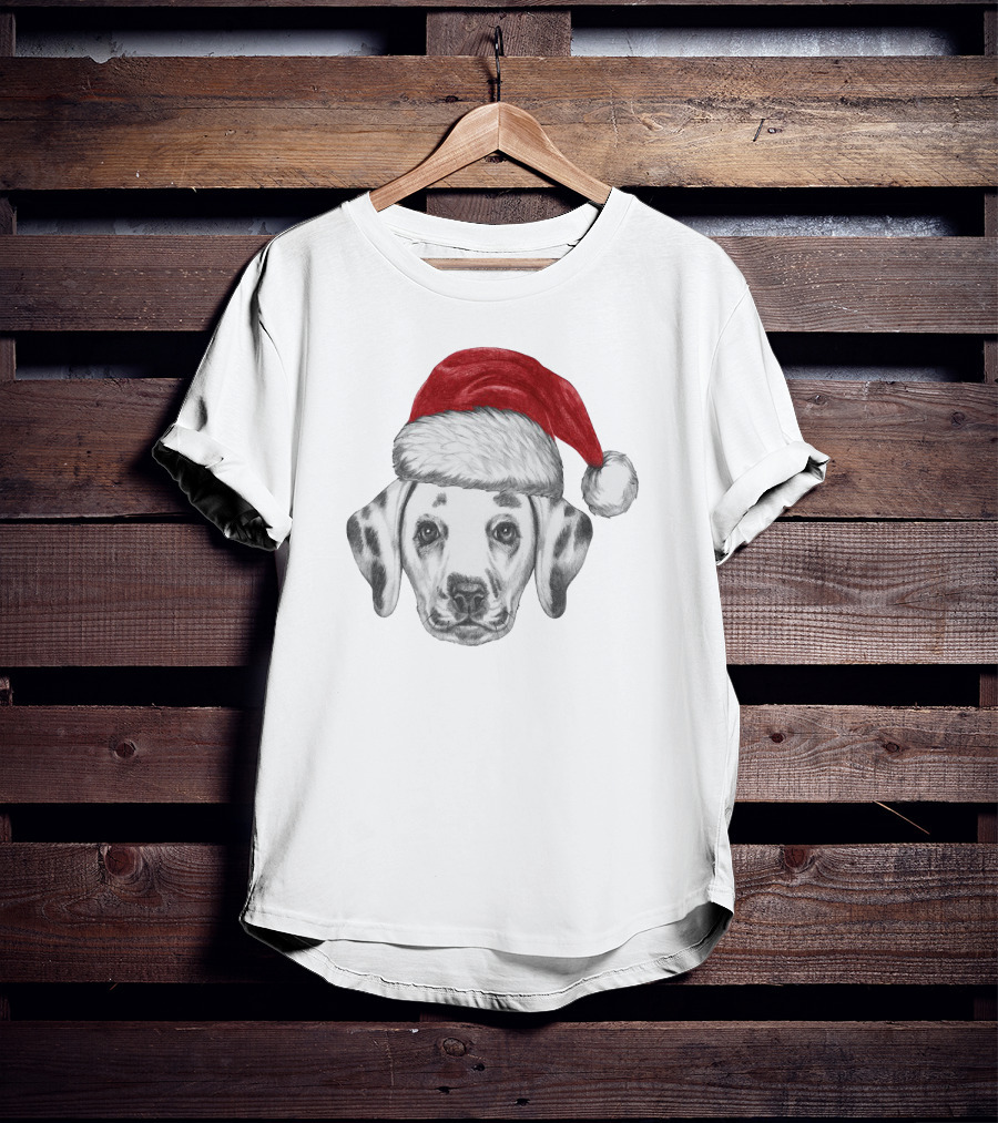 Santa Dog Adorable Holiday Canine Wearing Red Santa Hat T-Shirt