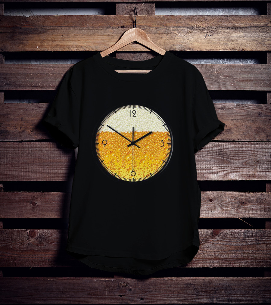 Beer Clock With Bubble Texture T-Shirt