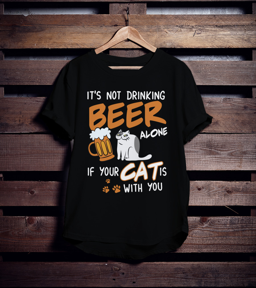 Drinking Beer With Your Cat Mug And Paw Prints T-Shirt