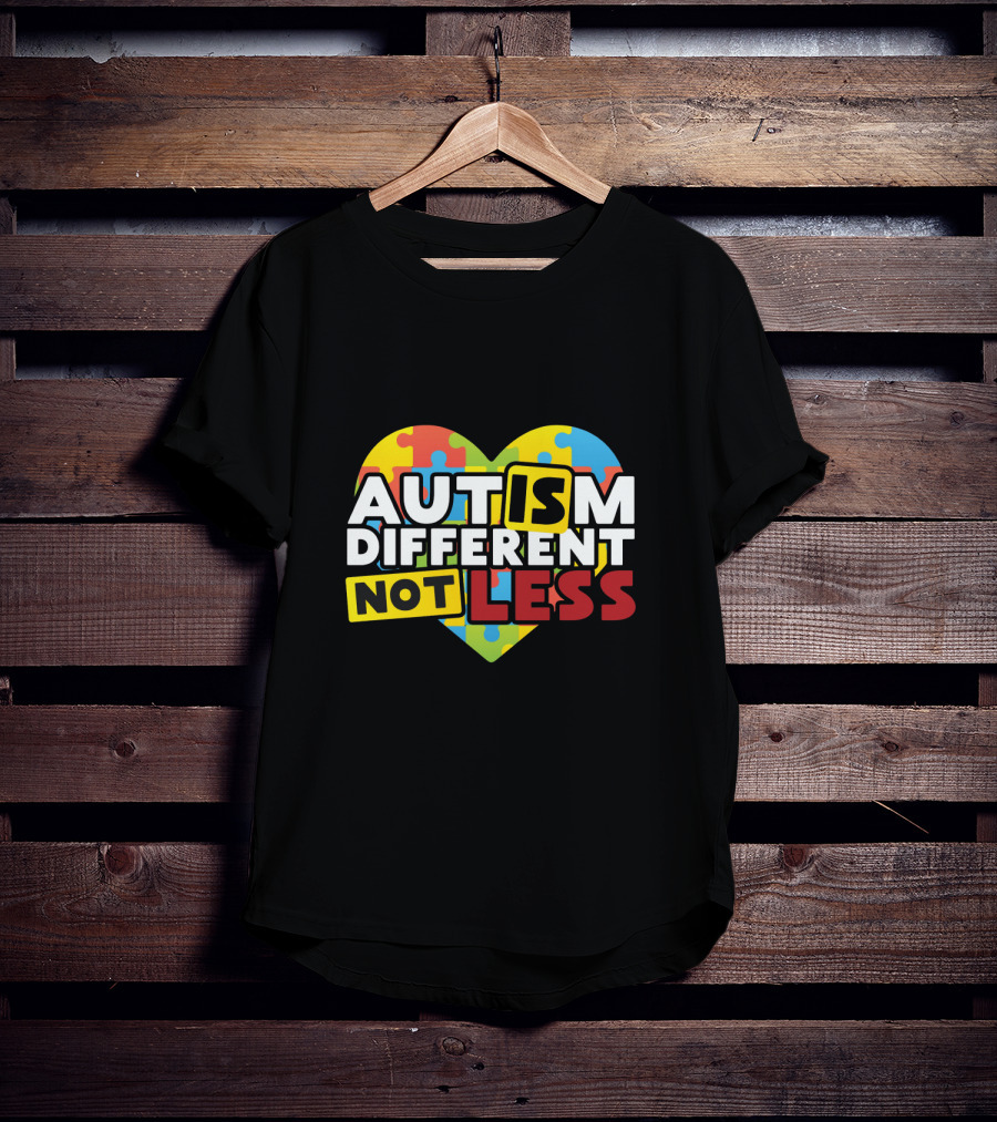 Autism Different Not Less Heart Puzzle T-Shirt