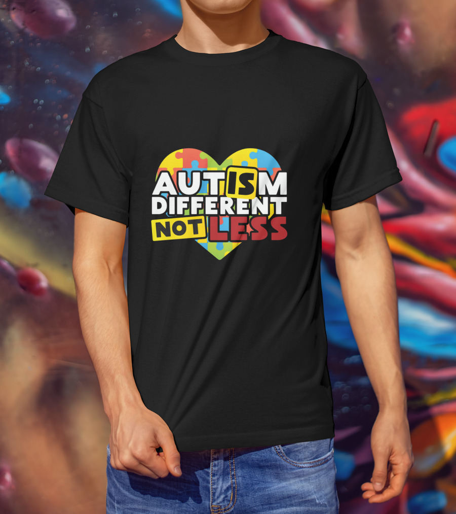 Autism Different Not Less Heart Puzzle T-Shirt