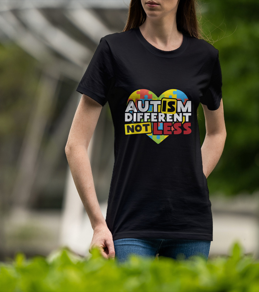 Autism Different Not Less Heart Puzzle T-Shirt