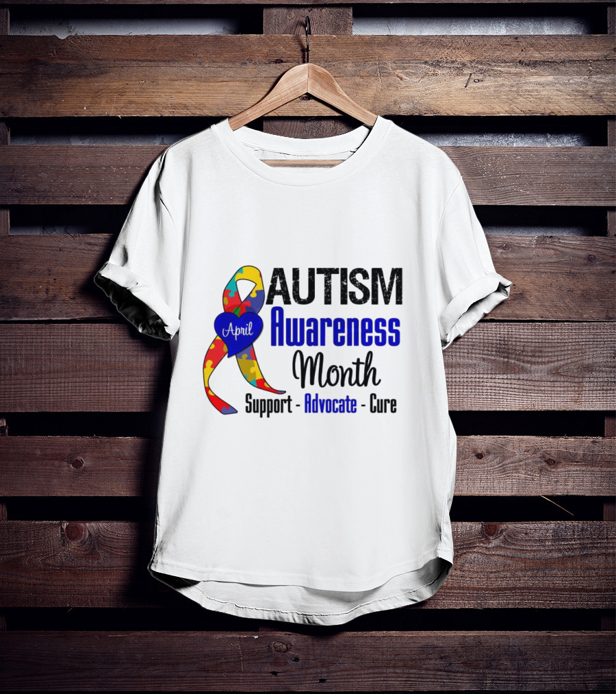 Autism Awareness Month April Support Advocate Cure Puzzle T-Shirt
