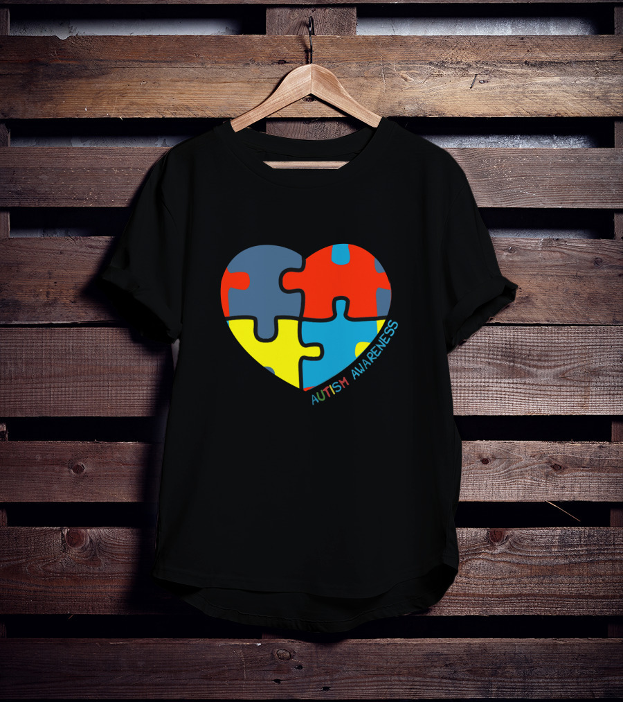 Autism Awareness Love Heart Puzzle Piece T-Shirt