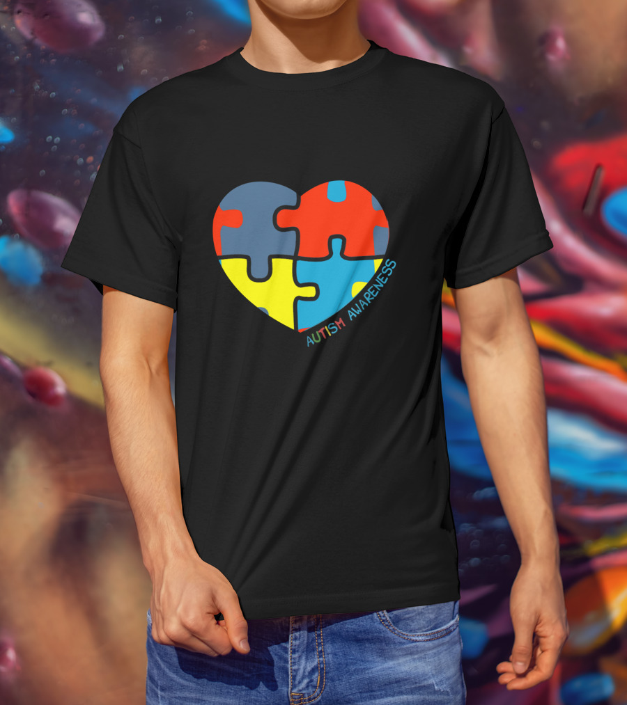 Autism Awareness Love Heart Puzzle Piece T-Shirt