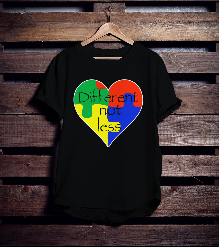 Different Not Less Heart Puzzle Autism Awareness T-Shirt