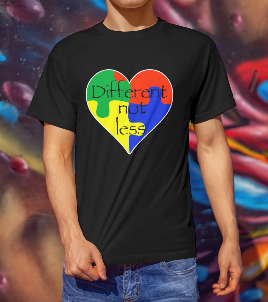 Different Not Less Heart Puzzle Autism Awareness T-Shirt