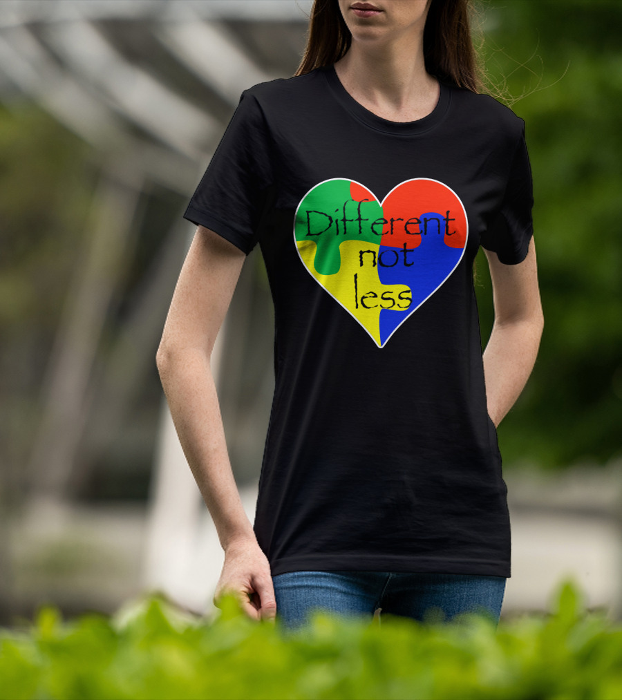 Different Not Less Heart Puzzle Autism Awareness T-Shirt