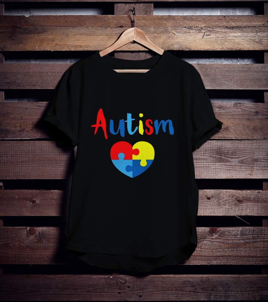 Autism Puzzle Heart Multicolor Design Awareness T-Shirt