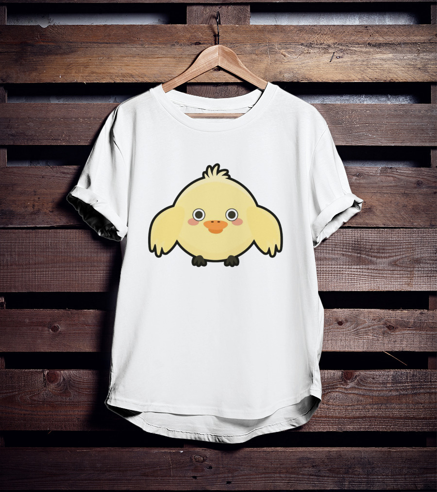 Kawaii Chick Cute Yellow Cartoon Chicken With Big Eyes And Blushy Cheeks T-Shirt