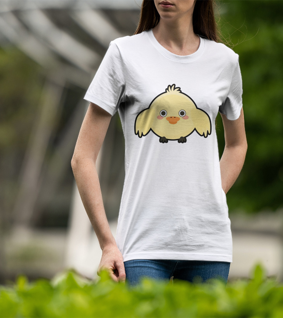 Kawaii Chick Cute Yellow Cartoon Chicken With Big Eyes And Blushy Cheeks T-Shirt
