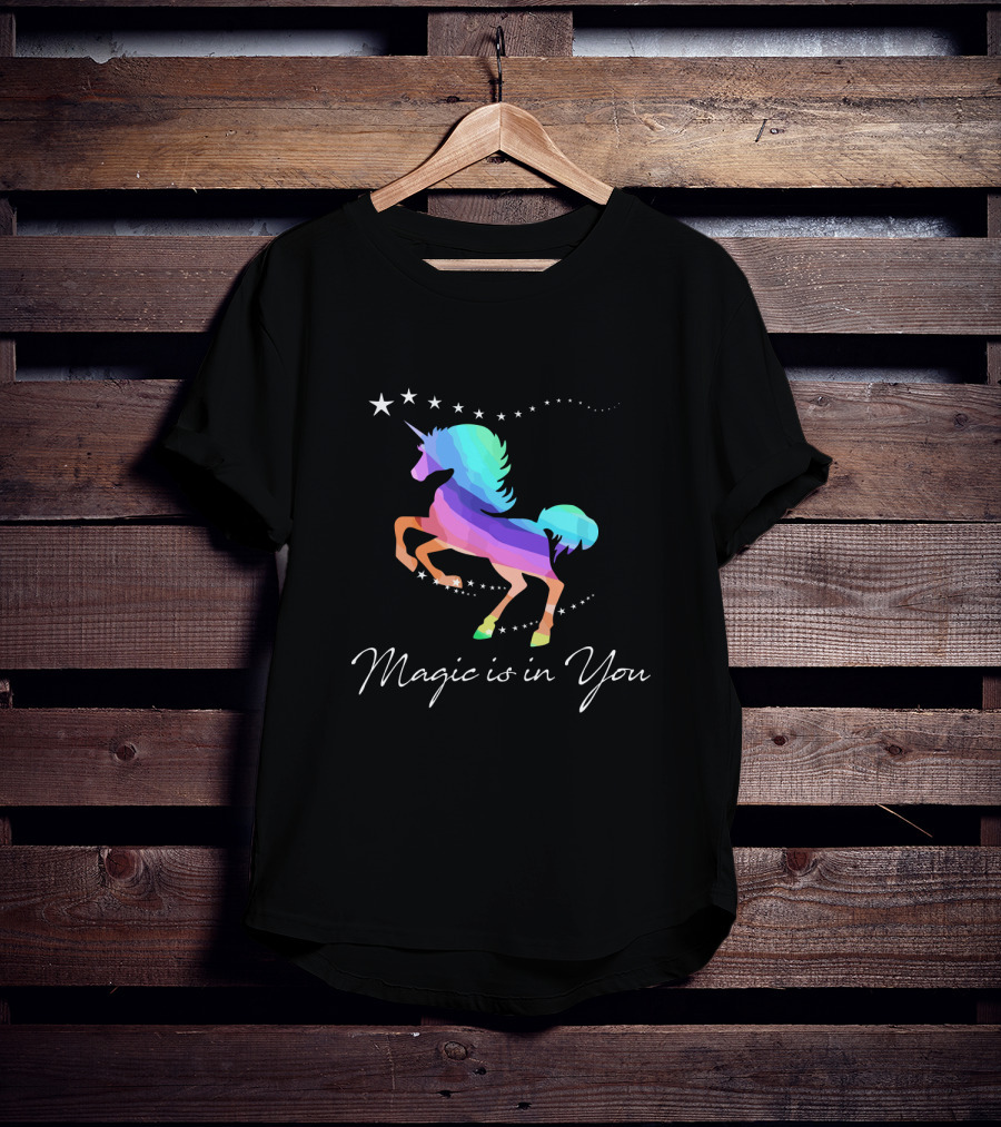 Magic Is In You Rainbow Star Unicorn Galloping With Celestial Stars T-Shirt