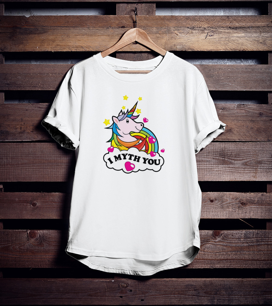 I Myth You Funny Unicorn Rainbow Hearts And Stars T-Shirt