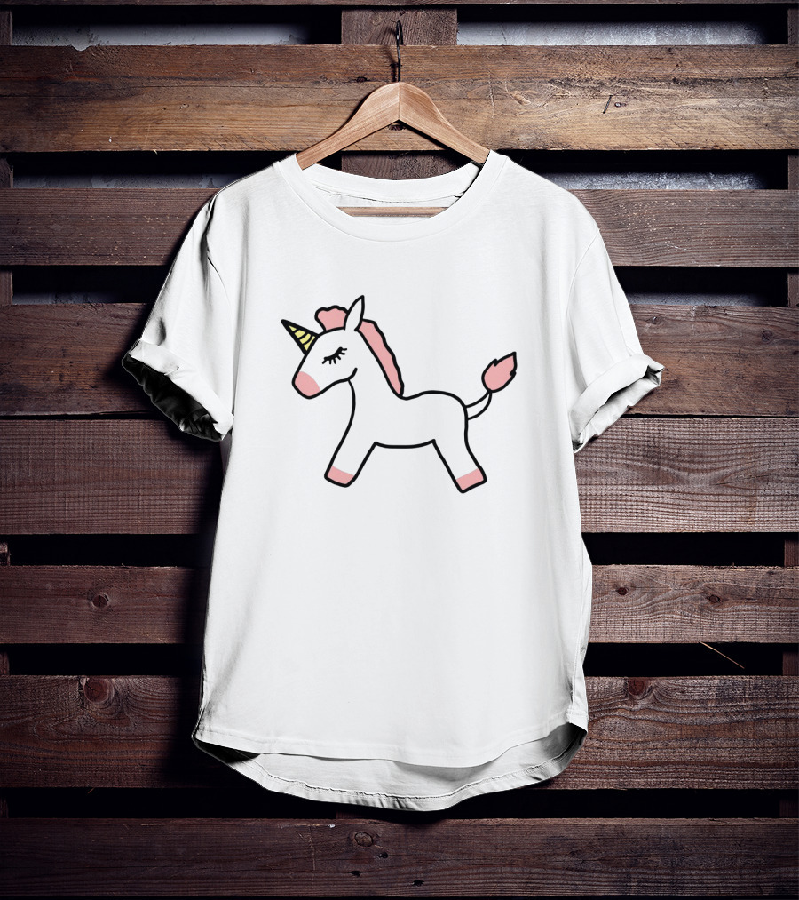 Pink Unicorn Cute Cartoon White Background T-Shirt