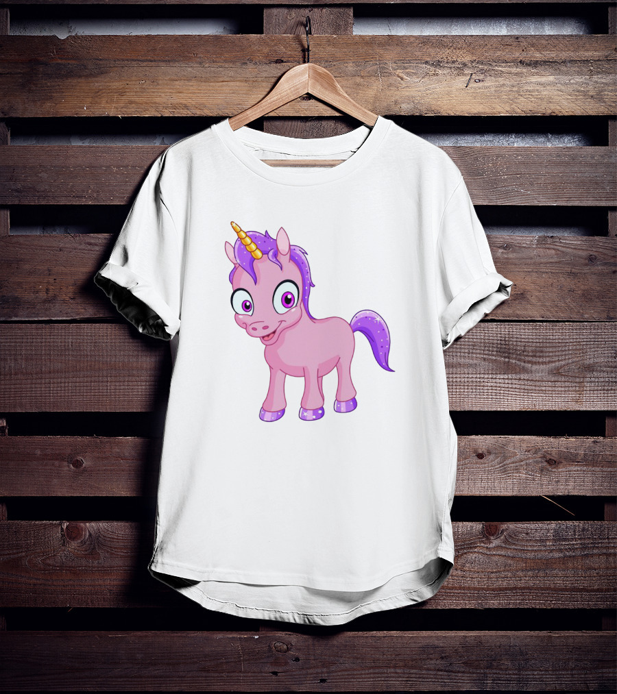 Pink Pony Unicorn With Purple Mane And Sparkling Horn T-Shirt