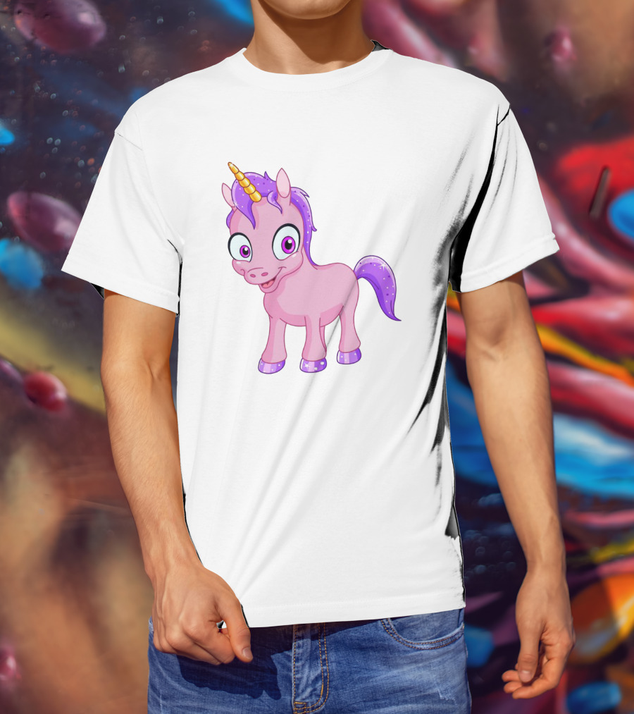 Pink Pony Unicorn With Purple Mane And Sparkling Horn T-Shirt