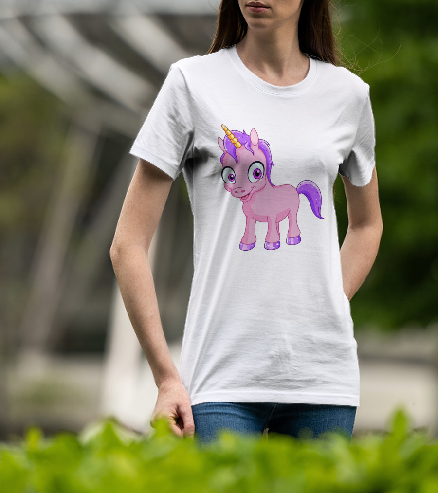 Pink Pony Unicorn With Purple Mane And Sparkling Horn T-Shirt