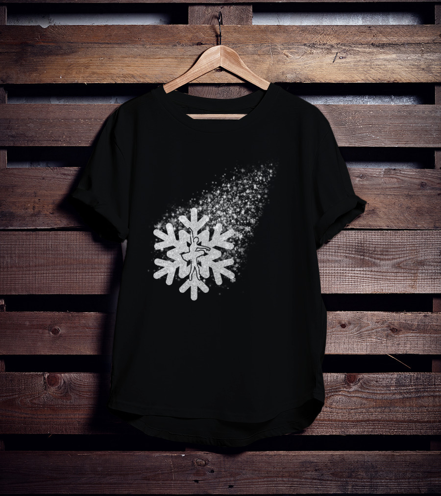 Ballet Dance Silhouette Inside Glittering Snowflake Burst T-Shirt