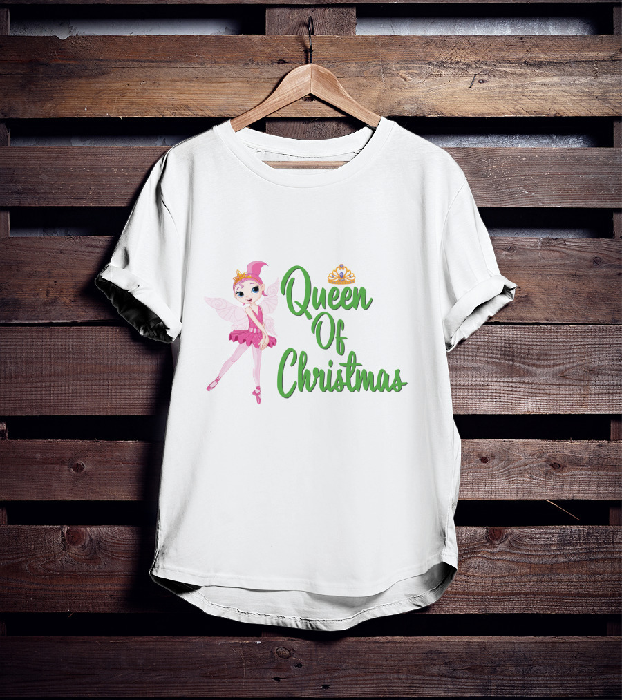 Queen Of Christmas Ballet Fairy With Pink Tutu And Crown T-Shirt