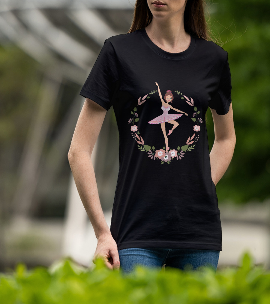 Ballerina Cute Ballet Dancer Flower Wreath Elegance T-Shirt