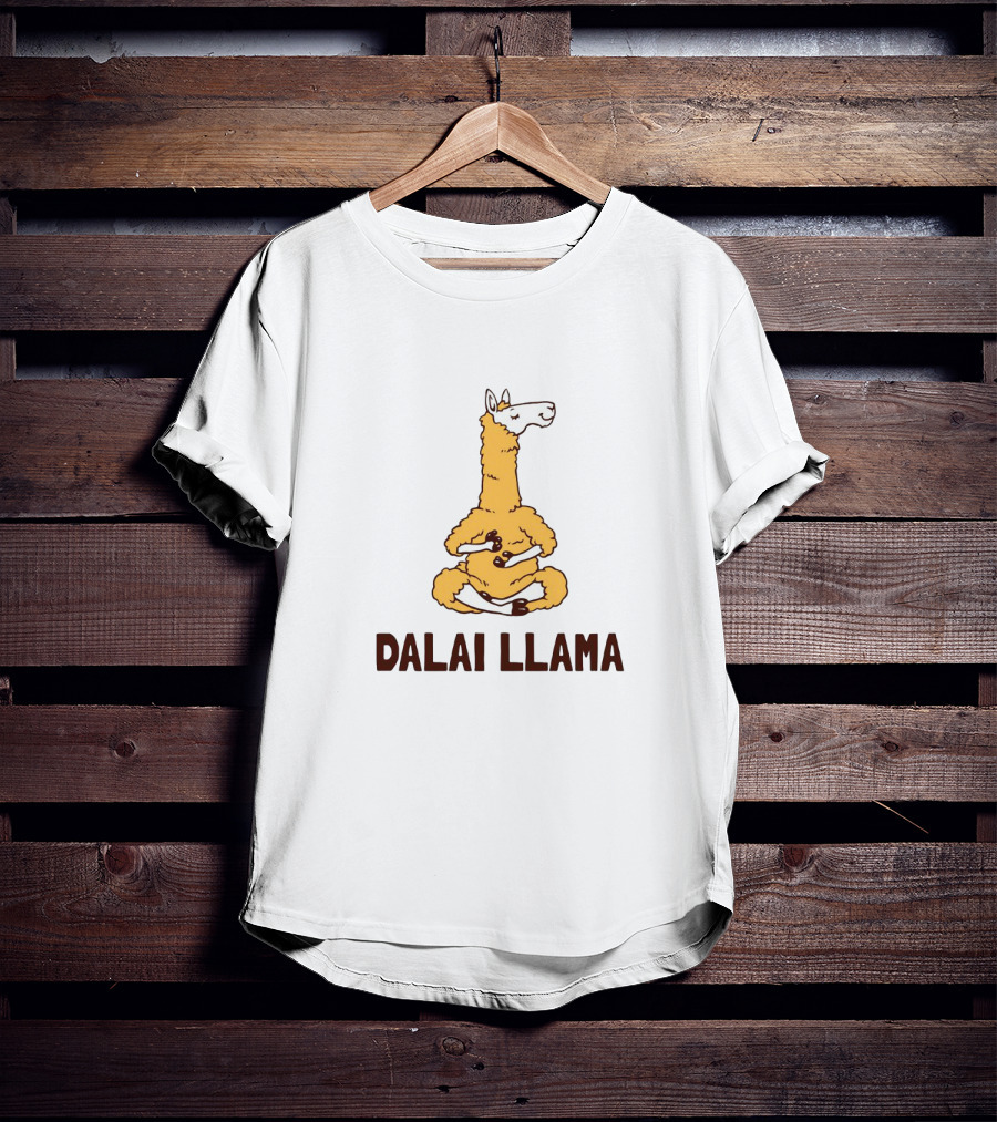 Dalai Llama Meditating Llama Yoga Humor T-Shirt