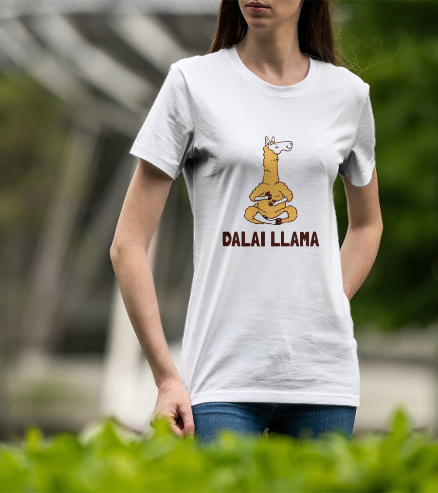 Dalai Llama Meditating Llama Yoga Humor T-Shirt