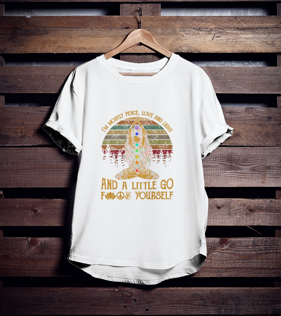 I'm Mostly Peace Love And Light And A Little Go F Yourself Yoga Symbols T-Shirt