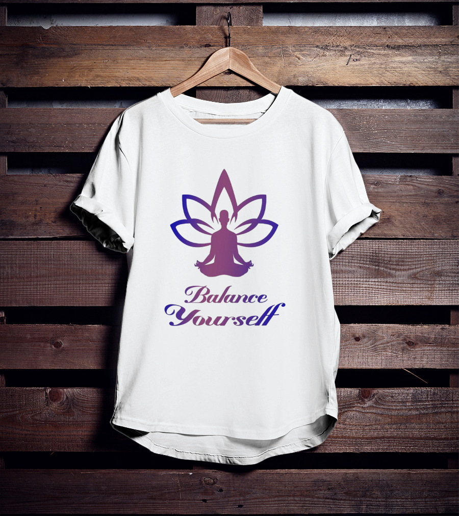 Balance Yourself Yoga Meditation Silhouette With Lotus Flower T-Shirt
