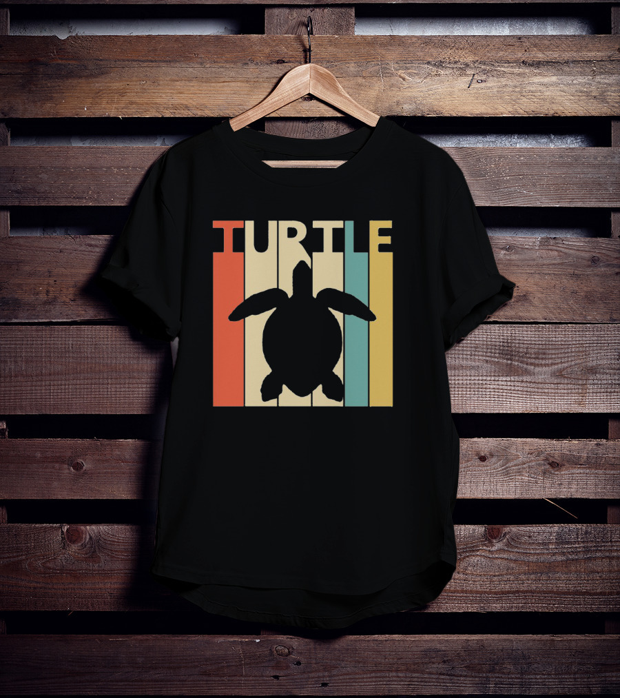 Turtle Retro Silhouette Colorful Stripes Spirit Animal T-Shirt