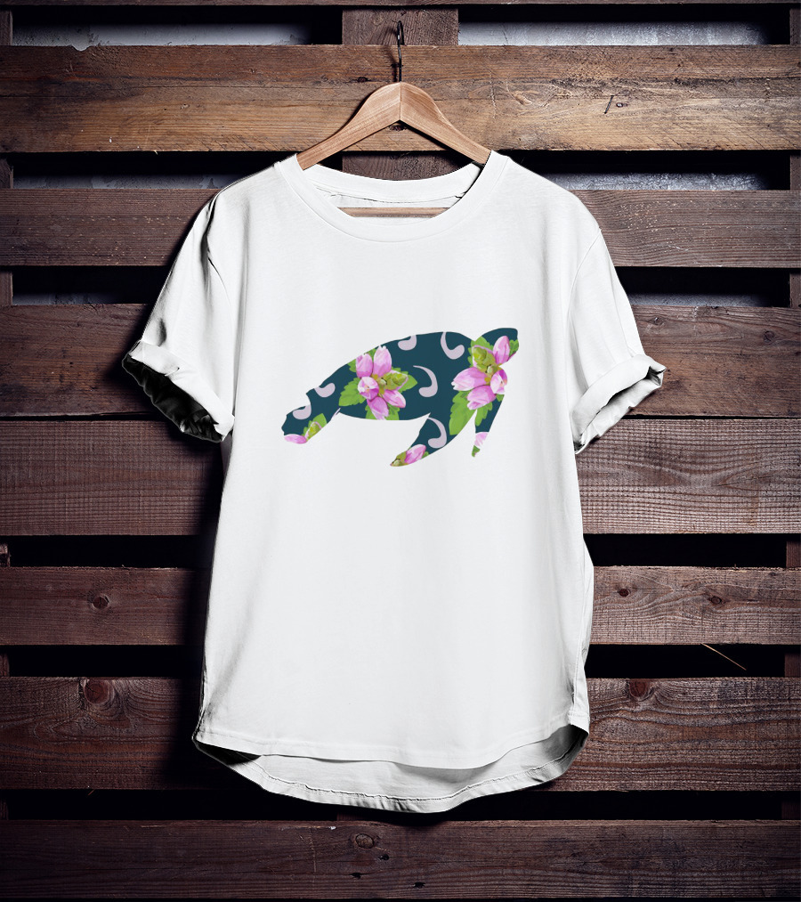 TurtleHead Floral Pattern With Pink Flowers T-Shirt