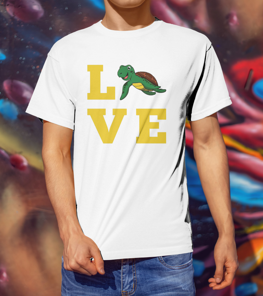 LOVE Turtles Funny Kids Sea Drawing Playful T-Shirt