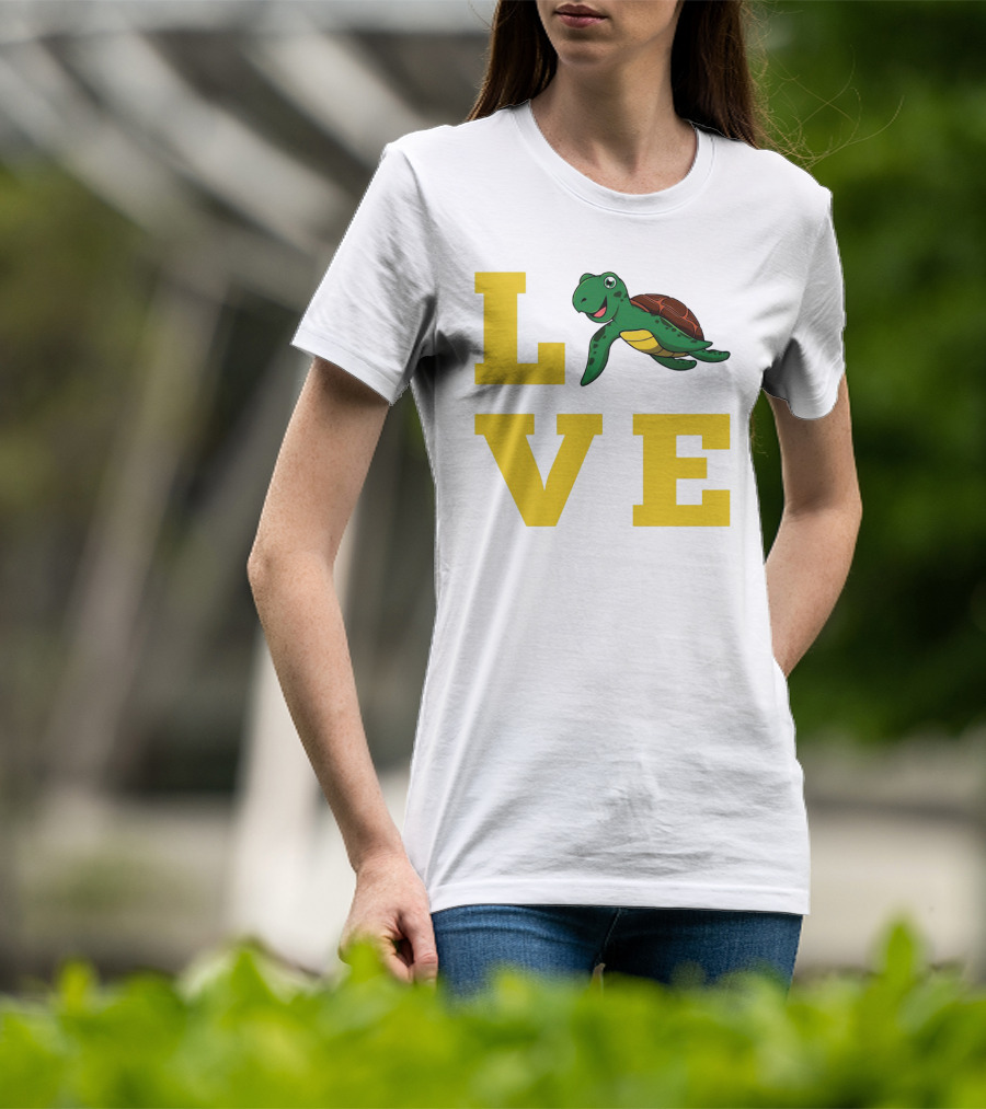 LOVE Turtles Funny Kids Sea Drawing Playful T-Shirt