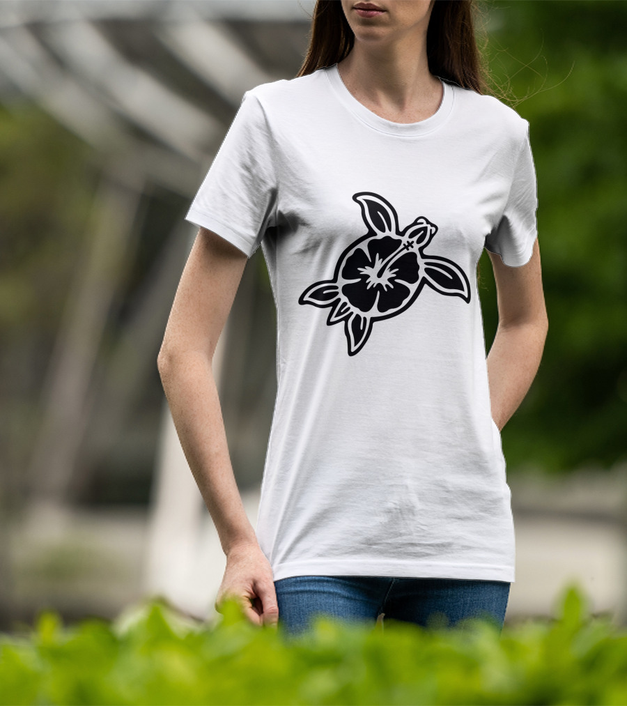 Hibiscus Flower Turtle T-Shirt