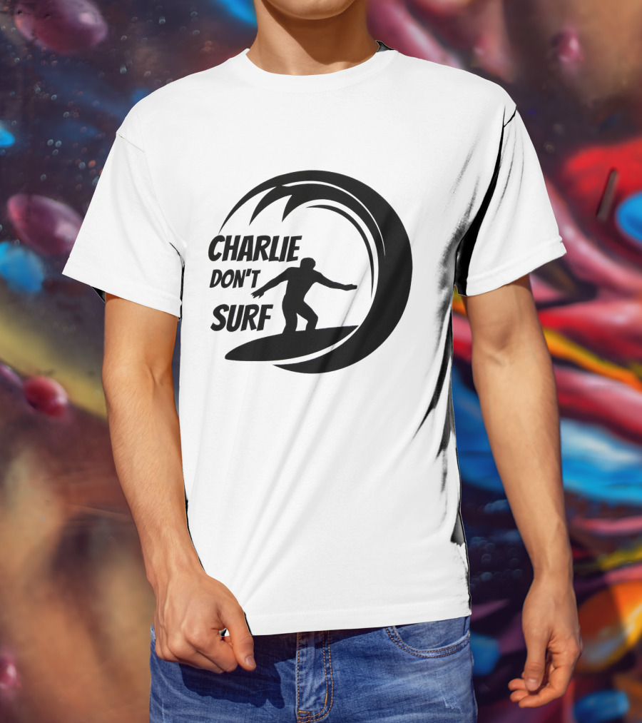 Charlie Don't Surf Silhouette Surfer Wave T-Shirt