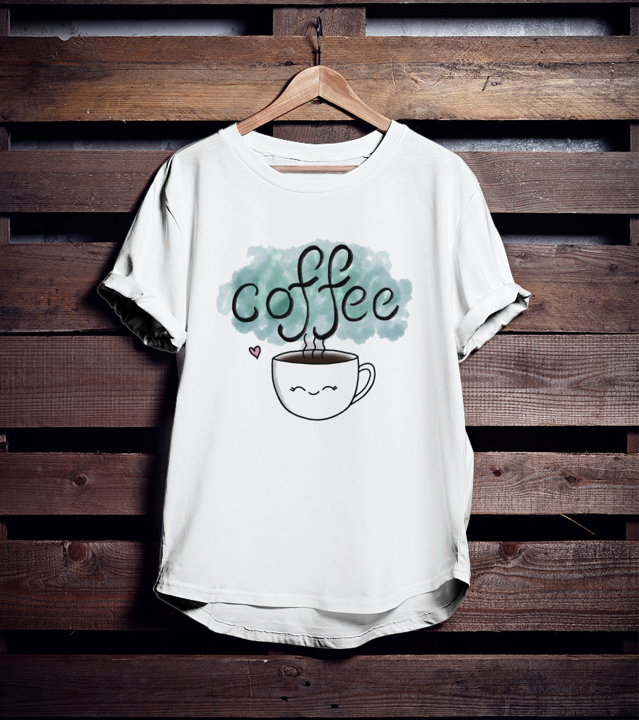 Adorable Smiling Coffee Cup With Heart And Steam T-Shirt