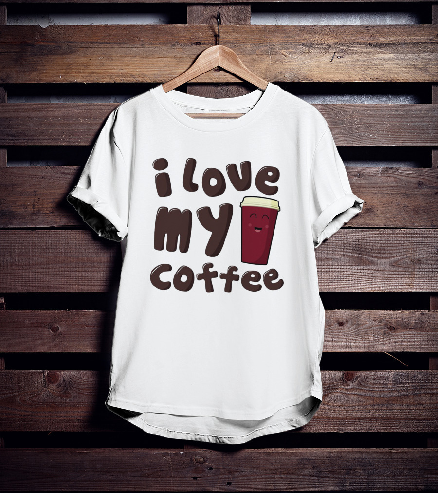 I Love My Coffee Cup Smile Emoticon T-Shirt
