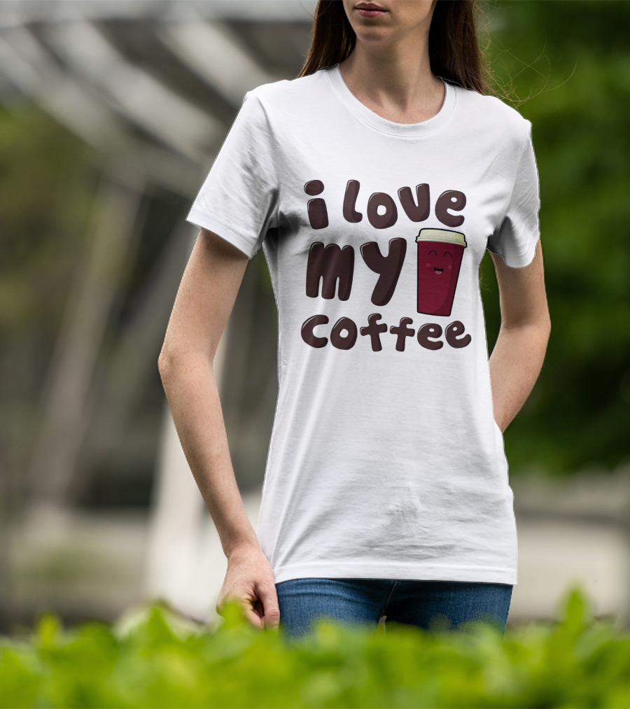 I Love My Coffee Cup Smile Emoticon T-Shirt