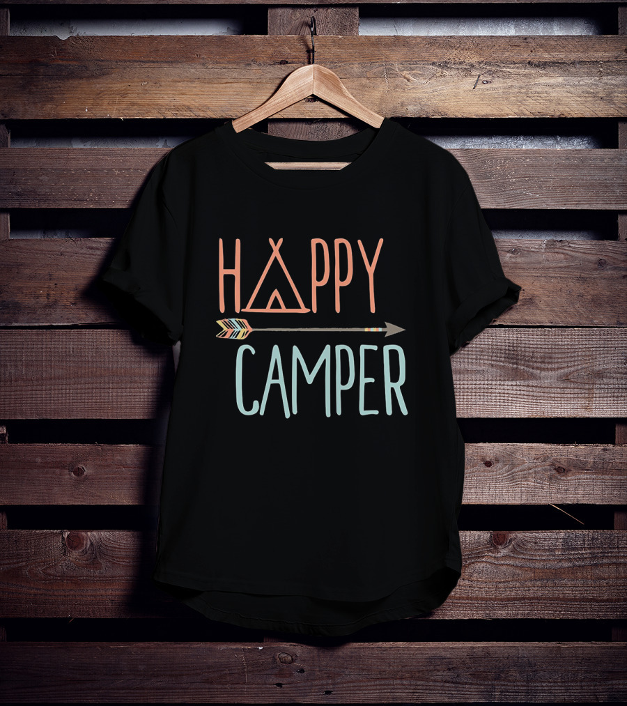 Happy Camper Triangle Tent Arrow T-Shirt