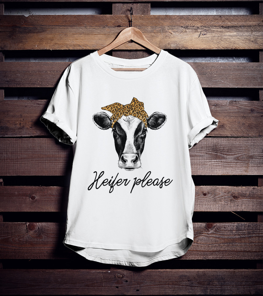 Heifer Please Cow Bandana Cute Headbands Leopard Print T-Shirt