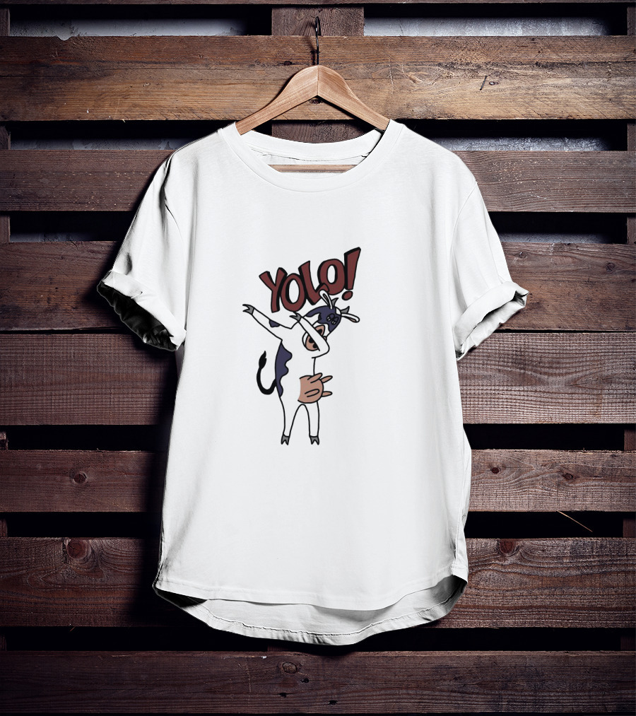 YOLO Dab Cow Cartoon With Fun Pose And Text T-Shirt