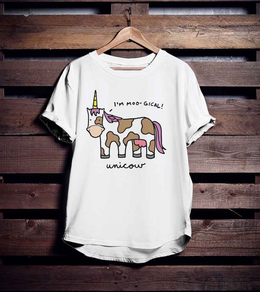 Unicow I'm Moo-gical Fun Cartoon Illustration With Unicorn And Cow Combo T-Shirt