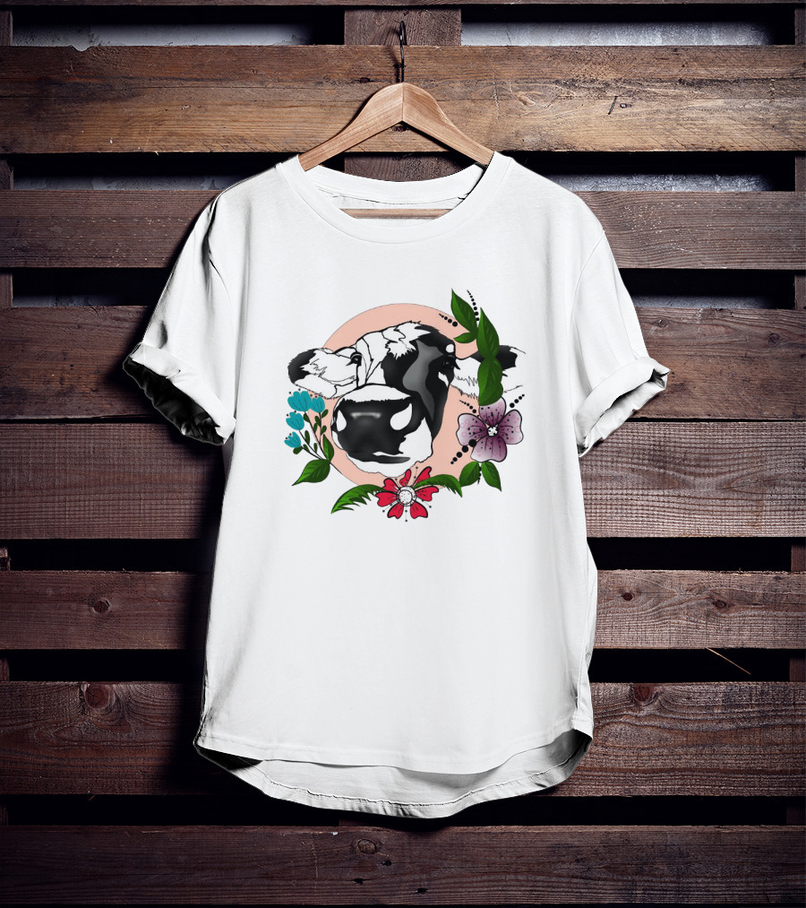 Cows Make Me Happy Humans Make My Head Hurt Floral Cow T-Shirt