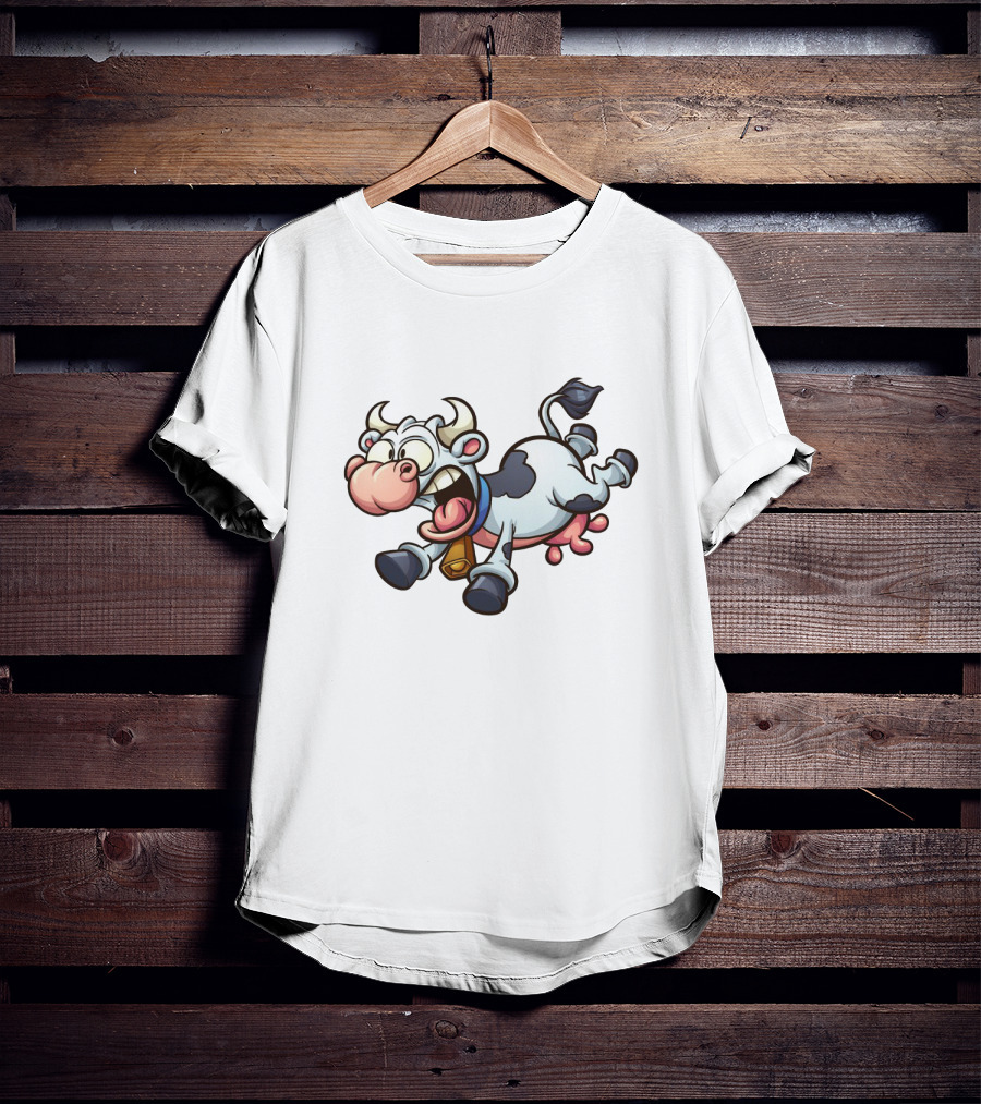 Crazy Cartoon Cow Hilarious Comedy Expression T-Shirt