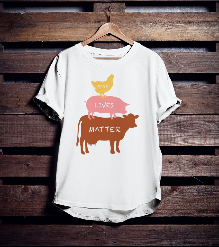 Farm Lives Matter Chicken Pig Cow Stacked Animal T-Shirt