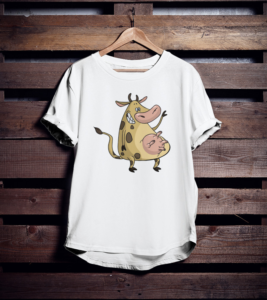 Friendly Cartoon Cow Cheerfully Waving Hello T-Shirt