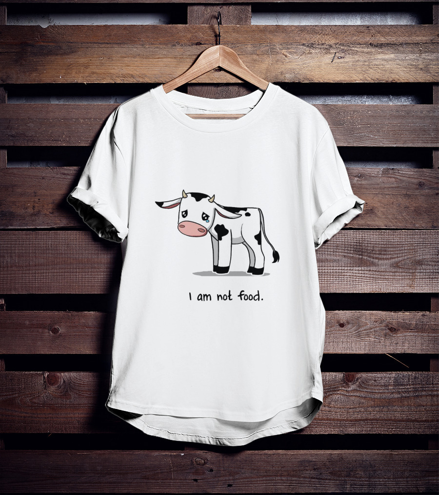 Cute Cartoon Cow I Am Not Food Funny T-Shirt