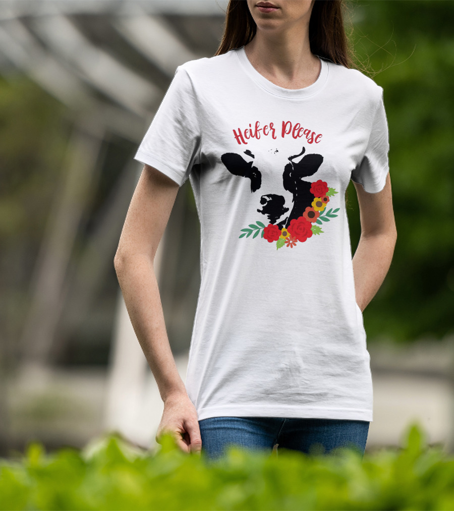 Heifer Please Cow With Floral Accents For Country Girls T-Shirt