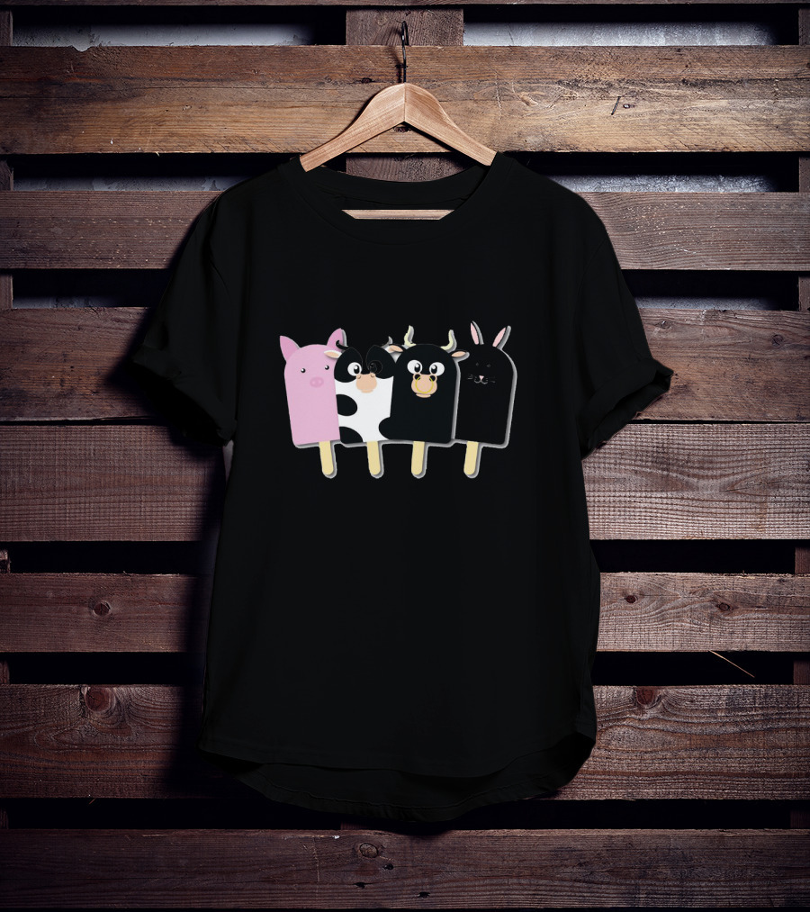 Animal Farm Popsicle Pig Cow Bull Bunny Quartet T-Shirt