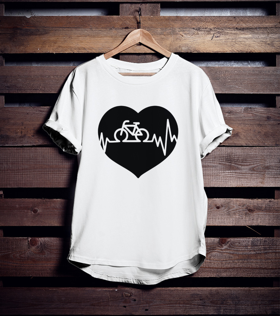 Bicycle Heartbeat Pulse Inside Heart T-Shirt
