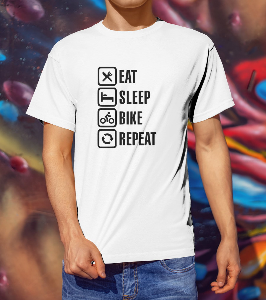 Eat Sleep Bike Repeat Cycling Lifestyle Icons T-Shirt